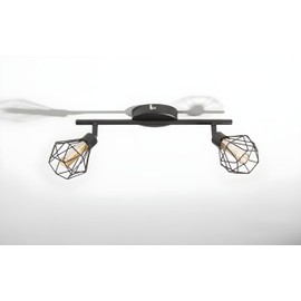 Nozzy Barba 2 Bulb Ceiling Spotlight Black & Amber - Bulbs Included