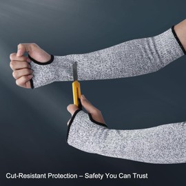 Cut Resistant Farmers Sleeves with Thumb Hole - Arm Protectors for Thin Skin and Bruising, Suitable for Gardening, Welding, Kitchen Tasks, Pet Grooming, Bite Guards, Grey Color, 1 Pair