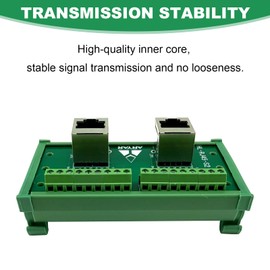 RJ45 8P8C DIN Schienenmontage Ethernet Dual Weiblich Terminal Steckverbinder Verteiler Breakout Board,Vertikal Buchsen Adapter (Vertikal)