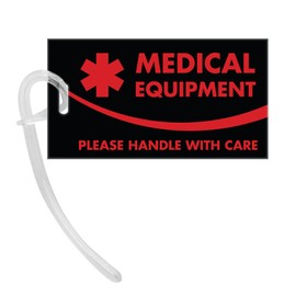 Medical Equipment ID Identification Luggage Tags | Black and Red | Medical Alert | Carry-On Respiratory Devices | Travel Supplies | Bag Tag | Luggage Gift