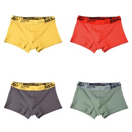 Evankin Mens Cotton Boxer Briefs Soft Cool Underwear Breathable Low Rise Trunks(4pcs DarkGrey+Green+Orange+Yellow,S)