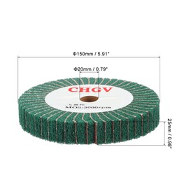 sourcing map 150mm x 25mm 180 Grit Non-Woven Polishing Burnishing Wheel Abrasive Cloth Nylon Wire Drawing Flap Wheel for Stainless Steel Metal Green