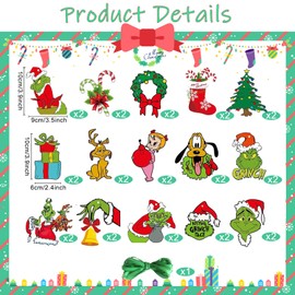 Grinch Christmas Decorations, 30 Pieces Grinch Hanging Ornament, Grinch Christmas Decoration, Christmas Tree Pendant, Hanging Ornament Christmas Tree for Home, Garden, Party (A)