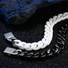 Pinannie White 12mm Wide Ceramic Cuban Link Bracelet for Men