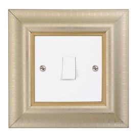 ElekTek Switch Surround Frame Cover Finger Plate, Verona Champagne Stripe Effect, 138 x 138 x 16 mm, Compatible with Standard Light Switches No Larger Than 86 x 86 mm