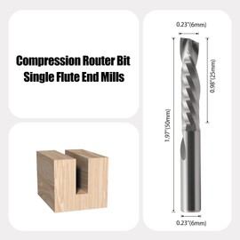 2 Pack Up & Down Cut Single Flute 6mm shank Spiral Mill Tool Cutters for CNC Router, Compression Wood End Mill Cutter Bits for Cut Carving Engraving Grooving (6mmX25mmx50mm)