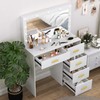 Vanity Desk with Mirror, LED Lights and Power Outlet Makeup