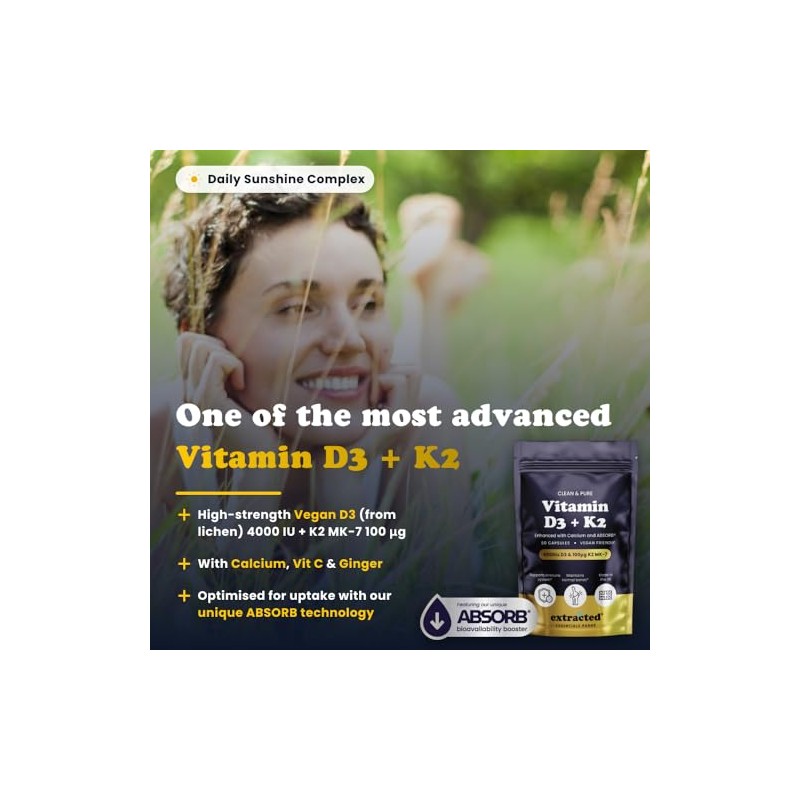 Vitamin D3 K2 - High Strength Vitamin D3 4000IU &