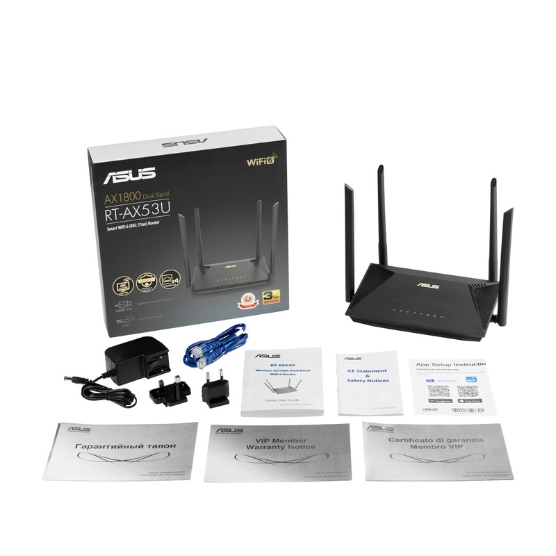 ASUS RT-AX52 (AX1800) Dual Band WiFi 6 Extendable Router, Instant