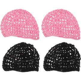 4 redecillas de ganchillo para el cabello: gorro de dormir para mujer, redecilla para el cabello, gorro de ganchillo tejido, para secar el rizado o liso, de baño tipo