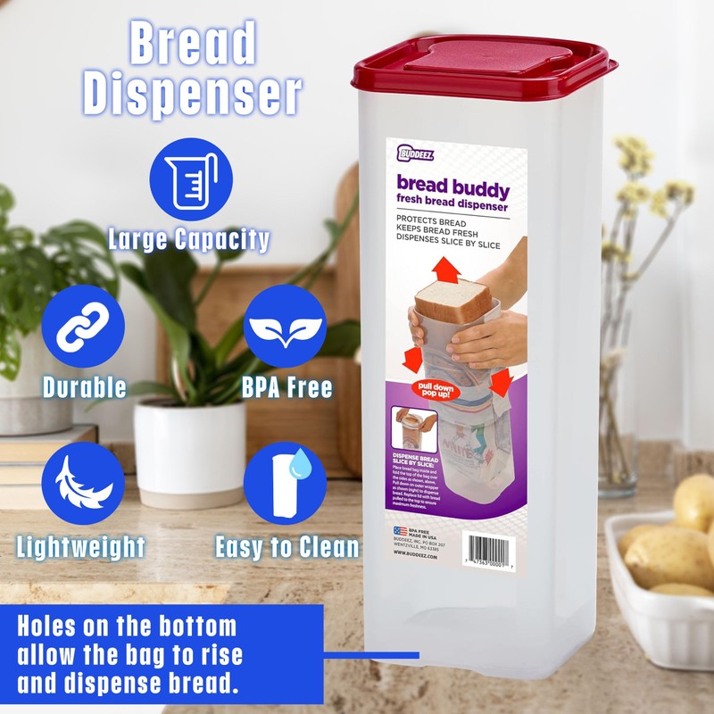 Buddeez Bread Buddy Bread Box – Keeps Bread Loaves Fresh