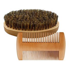 Beard Brush Comb Set,Hair Mustache Shaving Brush and Comb Kit - Travel-Friendly Barber Styling Grooming Tools for Massaging Face Removing Debris