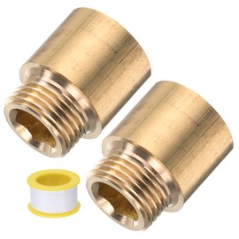 sourcing map 2 Pcs Shower Head Extension Arm 30mm Length Brass Shower Head Extender G1/2 Male to G1/2 Female Thread Straight Pipe Fitting Pipe Extension for Bathroom, Brass