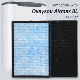 2 Pack 3-in-1 Replacement Air Filters Compatible with Okaysou Air Purif-ier Airmax 8L, Blue Ultra-Filter & H13 Grade True HEPA Filter.