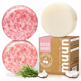 Muun Set De 3 Barras De Champú Y Acondicionador De Romero - Jabones Sólidos Naturales Para El Crecimiento Del Cabello En Mujeres Con Cabello Liso,