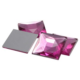 Allstarco 24mm Flat Back Acrylic Square Gems Rhinestones Cosplay Costume Embelishments - 14 Pieces (Pink Hot A20)