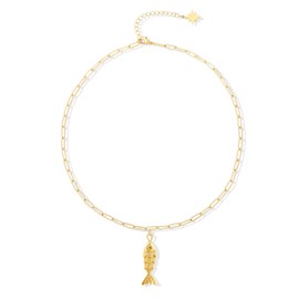 Gold Fish Pendant Necklace Layered Necklaces for Women Elegant Beach Jewelry Minimalist Fish Charm Accessory Summer Gift