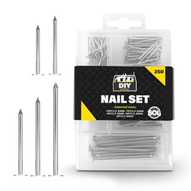 250pk Assorted Nails for Wood â Iron Nails for Hanging Pictures | Long, Medium and Small Wall Nails for DIY and Crafts, Home DÃ©cor, Woodwork, Furniture and Construction