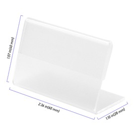 ZEONHEI 90 PCS 6 x 4cm Mini Acrylic Sign Holder, Transparent Acrylic Label Holders Business Name Card Display Stand, L Shape Price Label Holder for Supermarket Shop Retail Store Hotel