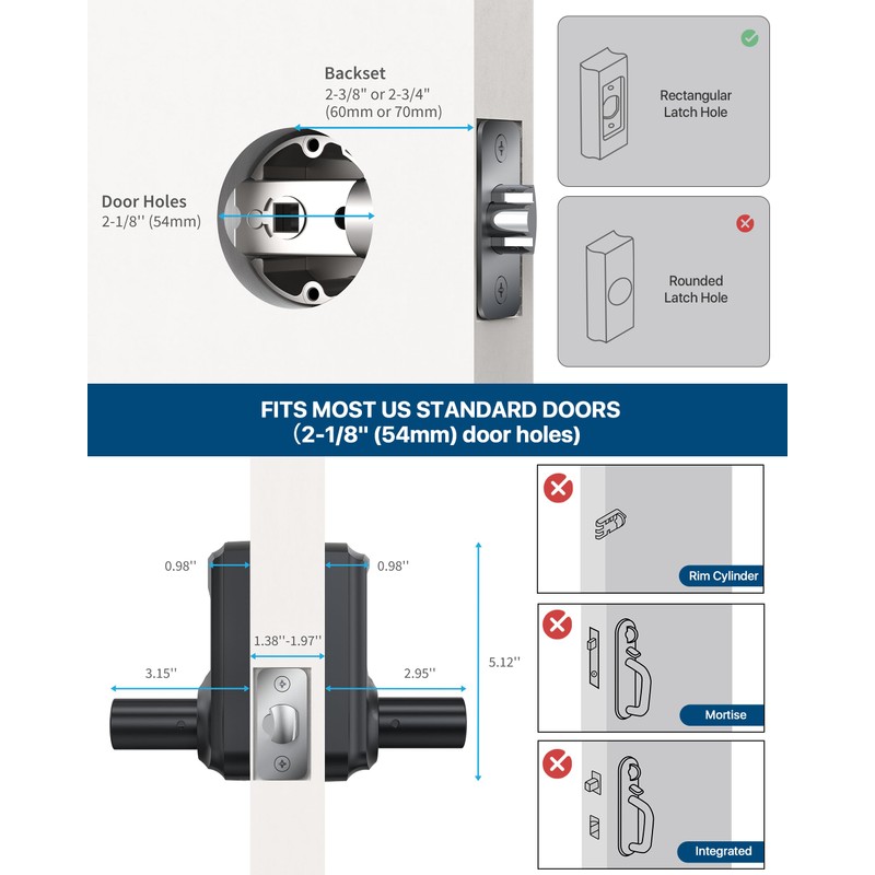 HIDALIFE Keyless Entry Door Lock with Keypad and Handle for