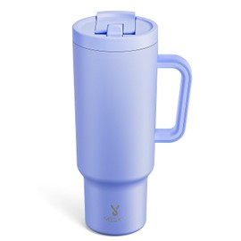 Meoky 40 oz Tumbler with Handle and Flip Straw, 100% Leakproof Tumbler with Lid and Straw, Stainless Steel Insulated Cup, Cupholder Friendly, Keeps Cold for 34 Hours (Lilac)