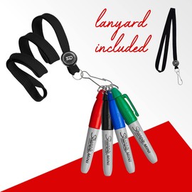 Mini Permanent markers with Golf Keychain Clip, 4 Mini Sharpies for Nurses Badge, Mini Fine Point Markers with Lanyard Necklace
