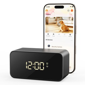 MarPanCam 2K Wireless Clock Camera with Motion Detection, 2.4G&5G WiFi, Mobile App Control, Home Security, 64GB