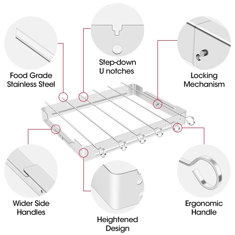 Unicook Upgraded Stainless Steel BBQ Shish Kabob Set, Large Foldable