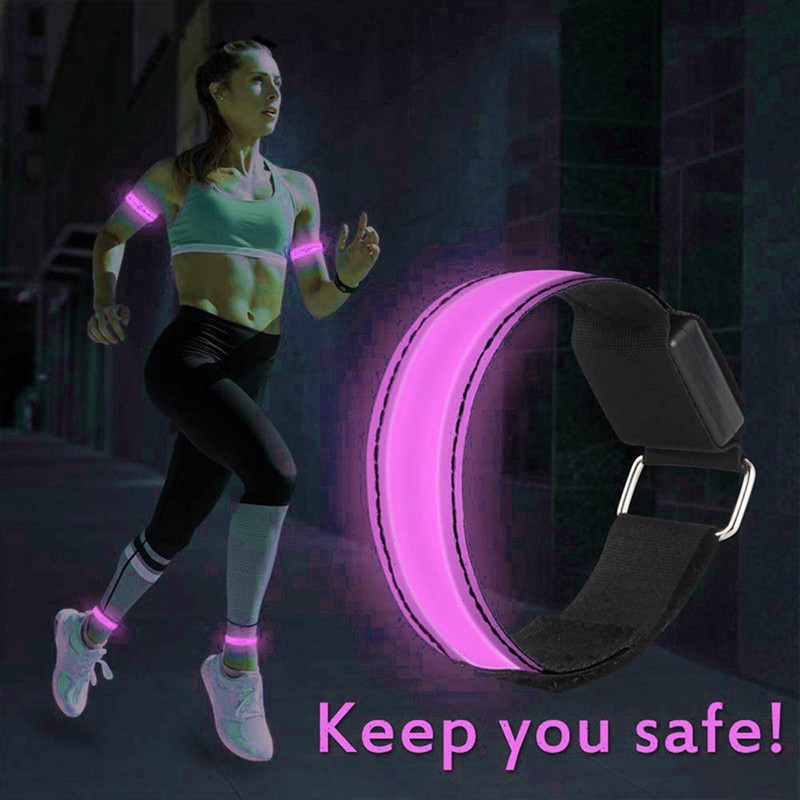 4pcs Luminous Arm Bands USB Reflective Band Bracelets for Outdoor
