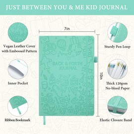 Just Between You and Me Kid Journal - A Back & Forth Journal for Grown-Up & Kid / Parent & Child to Strengthen Bond, Build Communication, and Share Memories, Interactive Writing Prompts for Kids & Adults, Gift for Girls Boys, 7"X10"-Mint Green