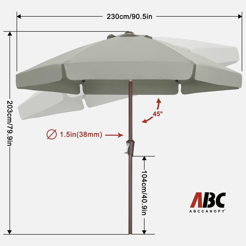 ABCCANOPY 7.5ft Patio Umbrella, Outdoor Table Umbrella with Push Button