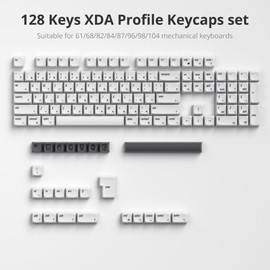 Guffercty kred XDA Profile Minimalist White Keycaps 75 Percent Dye-sub PBT Keyboard Caps with ISO Keys for MAC 60% 65% 75% 96% Mechanical Keyboard (Minimalist-A Japanese)