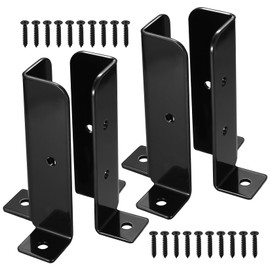 Deck Post Anchor, 4 Pcs Adjustable Post Base Brackets, Heavy Duty Wood Fence Pergola Post Brackets, Reversible Half Column Post Anchor Base Brackets Fit 1.5x1.5,2x2,2x4,4x4 Post, Deck Mailbox(Model B)
