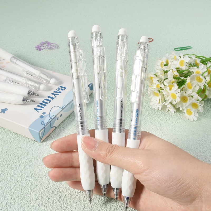 BAYTORY 8Pcs Fine Point Erasable Gel Pens, 0.5mm Retractable Black