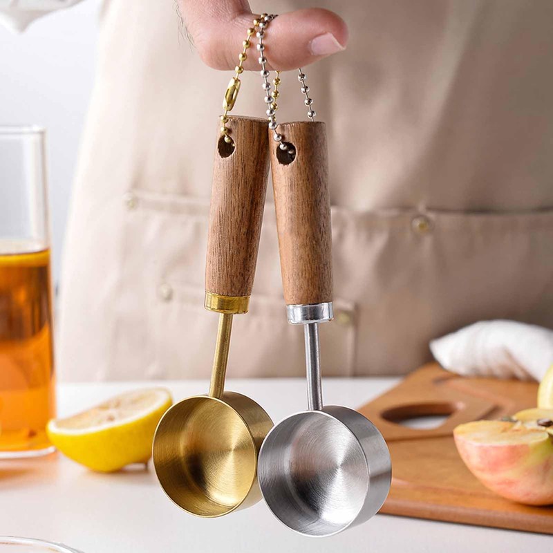 14 ML Measuring Spoons, Measuring Spoons with Fragrant Wood Handles,