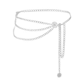 Manfnee Western Metal Concho Belt for Women Cowgirl Chain Belt for Dresses Jeans Country Concert Outfit, Alloy, No gemstone.