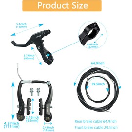 CYSKY Complete Universal Bike Brakes Set, Front and Rear MTB Brake, Inner and Outer Brake Cables and Brake Lever Kit for Mountain Bikes Road Bikes (Black)