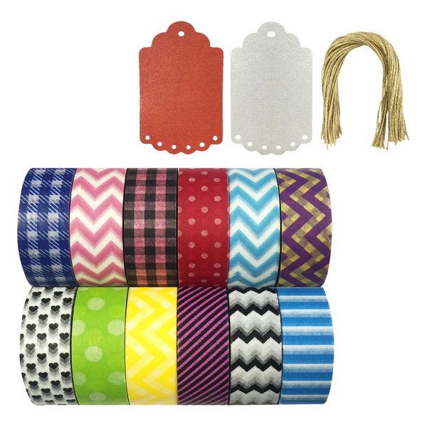 Allydrew Washi Tapes Decorative Masking Tapes, Set of 12, ADSET45