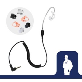 Radio Earpiece, 3.5mm Fox Listen Only EP1089SCST by Earphone Connection, Short Acoustic Tube Privacy Headset, Compatible with Shoulder Speaker Microphones, Includes Exclusive Accessory Pack