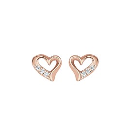 Elli Diamond Earrings Women's Heart Stud Earrings Love with Diamond (0.03 ct) in 925 Sterling Silver, Sterling Silver, Diamond