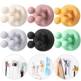 iBetterLife Silicone Toothbrush Holders for Bathrooms - 6Pcs Razor Holder for Shower Wall Mounted Self Adhesive Multifunctional Cute Hook for Kids Hanging Tooth Brush for Kitchen Living Room Office