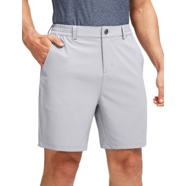 Soothfeel Men's Golf Shorts with 5 Pockets 7 Inch Stretch Lightweight Quick Dry Hiking Casual Work Dress Shorts for Men（Bright Grey,M）