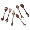 6 Pcs/Set Vintage Carved Coffee Spoons Teaspoons Retro Zinc Alloy