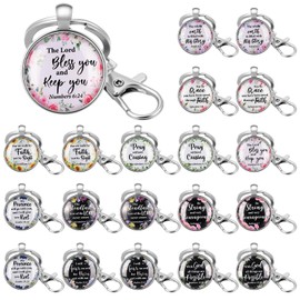 CroBlissful 20 Pcs Christian Keychain Bulk Bible Verse Keychain for Women with Floral Scripture Quote Easter Inspirational Gifts for Men Women Party Family Reunion Baptism Religious Faith Gifts