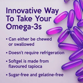 AquaOmega Wild Caught Fish Oil Omega 3 Supplements, Omega 3 Fatty Acids For Women & Men, Omega3 High DHA Supplement, Fish Oil Supplement with No Fishy Aftertaste, 120 Grape Flavour Omega-3 Fish-Oil Capsules