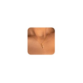 Hothrty Cross Necklace Woman Gold Cross Pendant Choker Simple Trendy Tiny Cross Gold Necklace Christian Jewelry for Woman