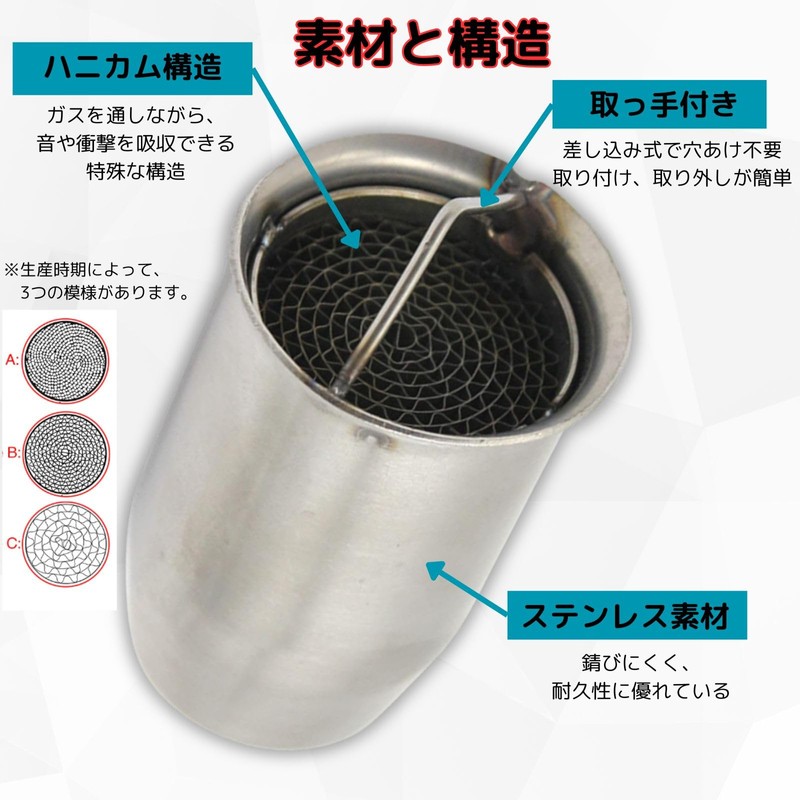 Inner Silencer, Catalyst, Noise Reducing, Motorcycle, Muffler, Stainless Steel, 2.0