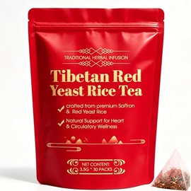Tibetan Red Yeast Rice Tea Bags, Premium Herbal Infusion with 6 Precious Ingredients for Men And Women, Supports Daily Vitality, All-Natural Formulal, (1 Pack/30 Bags) (1pcs)