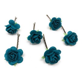 Flower hair pins wedding hair clips bridal hair piece rose hair accessories by Daddasprincess (Teal)