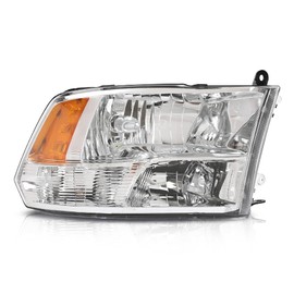 PIT66 Headlight Assembly w/Bulbs Compatible with Dodge Ram 1500 2500 3500 2009-2018 Factory Style Quad Models Front Headlamp Passenger Right Side